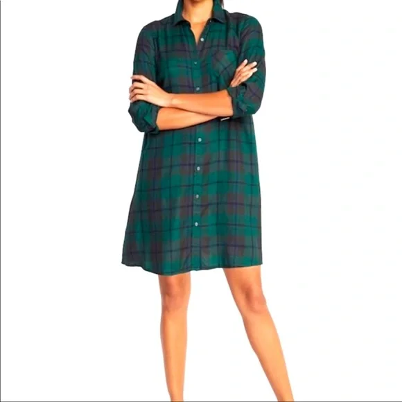 old navy plaid shirt dress Plaid Midi Shirt Dress for Women